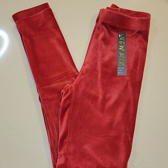 Red Velour Leggings - Picture 4 of 13